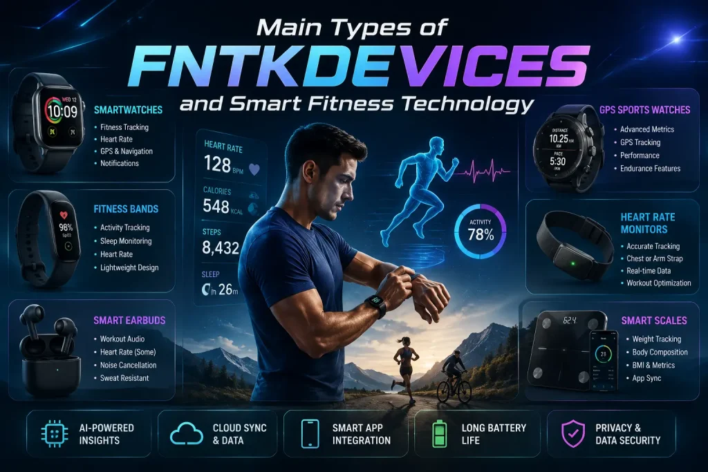 main types of fntkdevices and smart fitness technology